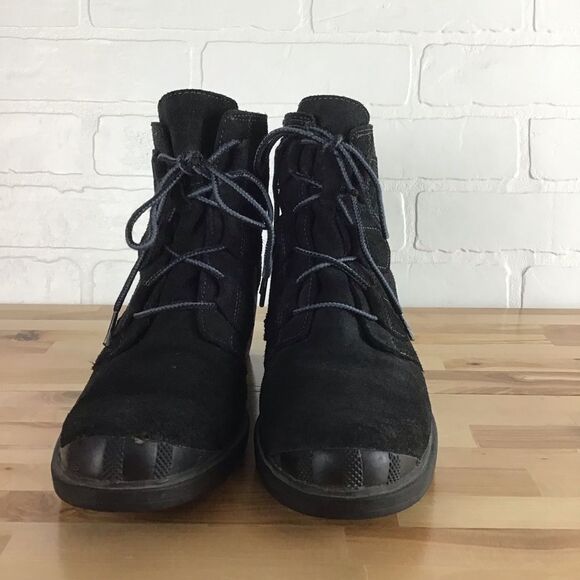 SOREL heeled suede leather boots size 10 platform wedges Normcore Gorpcore - Picture 4 of 16